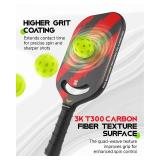 Warping Point Ascent Pickleball Paddles | Carbon Fiber Pickleball Racket with Aero Throat | Textured Grit Surface | 16mm Hexa Polymer Core | USAPA Approved | Designed for Power & Spin | Red