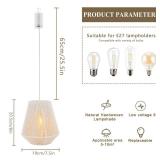 JHY DESIGN Battery Powered Hanging Lamp 8" H Braided Cotton Rope Decorative Pendant Lamp Battery Lamp with 6 Hours Timer for Bar Bedroom Patio Indoor Outdoor Living Room