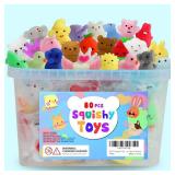 80Pcs Party Favors for Kids 4-8, Kawaii Squishies Mochi Squishy Toy Bulk Fidget Sensory Toys Birthday Gifts for Boys Girls Goodie Bag Christmas Stocking Stuffers Treasure Box Classroom Prizes