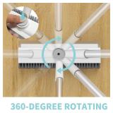 AIR U+ Floor Scrub Brush with Long Handle, 3 in 1 Scrape and Heavy-Duty Stiff Bristle Scrubber Brush for Cleaning Shower Bathroom, Patio, Garage, Kitchen, Wall and Deck