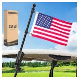 10L0L Golf Cart Flag Holder and Flag Pole Mount Kit Universal for Yamaha EZGO Club Car, Heavy Duty Bracket for Golf Cart, Golf Push Cart with USA Flags-12Inchx18Inch