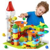 Marble Run Toy Motorized Elevator Marble Maze Kit with Perpetual Motion Machine, Building Block Educational Construction Game Playset STEM Learning Hand Eye Coordination Training Unlimited DIY