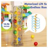 Marble Run Toy Motorized Elevator Marble Maze Kit with Perpetual Motion Machine, Building Block Educational Construction Game Playset STEM Learning Hand Eye Coordination Training Unlimited DIY