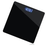 Moss & Stone Black Digital Bathroom Scale for Body Weight, Smart Step-On Technology, Backlit LCD Display, High Accuracy Weight Scale 400lb/180kg, Glass Slim Design, Auto On/Off, Home Use