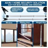 2 Pack Rerishom Door Security Bar, Door Stoppers Security bar,Heavy Duty Door Lock Security Door Jammer Door Stopper for Apartment, Hotel Room,Screen Door Hardware, Gate Lock Bar