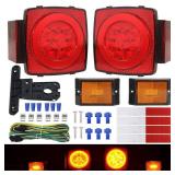 LINKITOM 12V Halo LED Trailer Light Kit with Wiring Harness, Submersible Square Stop Turn Tail Lights, IP68 Waterproof, DOT Compliant for Trailers Under 80", RV, Boat, Truck