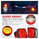 LINKITOM 12V Halo LED Trailer Light Kit with Wiring Harness, Submersible Square Stop Turn Tail Lights, IP68 Waterproof, DOT Compliant for Trailers Under 80", RV, Boat, Truck