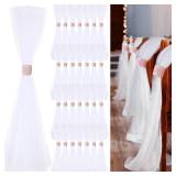 Threlaco 24 Set Wedding Aisle Chair Decorations 31.5 Inch Pew Bows with Long Tulle Tails and Rhinestone wrap for Wedding Ceremony Church Bridal Shower Banquet Decor (Rose Gold)