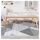 HOMFINE Washable Modern Area Rug - Geometric Style 5x7 Rugs for Living Room, Bedroom, Machine Washable Rug Soft Non Slip Non Shedding Area Rug - Grey, 5