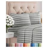 Cal King Size 4 Piece Sheet Set - Comfy Breathable & Cooling Bed Sheets Set - Hotel Luxury Bedding for Women, Men, Kids, Teens, Boys & Girls - Deep Pockets & Wrinkle Free - Oeko-Tex - Grey Stripes 3