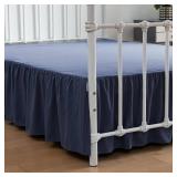 xuan dian Bed Skirt Full Size Ruffled Bed Skirts with Split Corners, 16 Inch Drop Dust Ruffle Bed Skirt with Platform, Blue, Full - 16" Drop