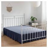 xuan dian Bed Skirt Full Size Ruffled Bed Skirts with Split Corners, 16 Inch Drop Dust Ruffle Bed Skirt with Platform, Blue, Full - 16" Drop