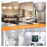 BesLowe 16 Packs 6 Inch 5CCT LED Recessed Ceiling Lights Ultra-Thin with Junction Box, 12W 150W Eqv, 3000K/3500K/4000K/5000K/6500K, 1200LM Dimmable Canless Downlights for Kitchen Hallway Dining Room