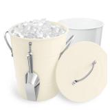 4 L White Ice Bucket,Ice Buckets for Parties,Insulated Ice Buckets with Lid and Scoop,Ice Bucket for Cocktail Bar,Double Wall Party Beverage Tub-Dent at Top of Bucket