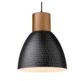 ELYONA Hammered Pendant Light, 10.2 Industrial Hanging Lamp with Solid Wood & Metal Shade, Modern Pendant Light Fixtures for Kitchen Island, Bar, Farmhouse Dining Room, Bedroom, Living Room, Black