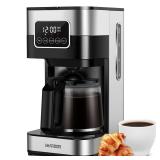 SHARDOR 10-Cup Programmable Coffee Maker, Regular & Strong Brew Drip Coffee Machine for Home and Office, Auto Shut Off, Permanent Filter, Silver