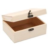 VIKOS Products (2-Pack Unfinished Unpainted Wooden Box with Hinged Lid for Crafts DIY Storage Jewelry Plain Pine Box - Small 6.7"x5.1"x3.1"
