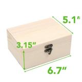 VIKOS Products (2-Pack Unfinished Unpainted Wooden Box with Hinged Lid for Crafts DIY Storage Jewelry Plain Pine Box - Small 6.7"x5.1"x3.1"