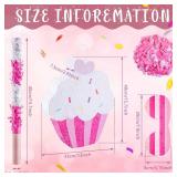 Sosation 15.7" Cupcake Pinata for Birthday Party Supplies with Stick, Blindfold and Confetti for Kids Girls Baby Shower Candy Donut Ice Cream Pinata Party Supplies Party Decoration Prop(Cute)