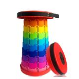 Jakuva Rainbow Travel Camping Stool, Retractable Portable Folding Stool,Collapsible Telescoping Stool with Max Load 360lbs for Adults for Indoor Outdoor Hiking Gardening