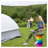 Jakuva Rainbow Travel Camping Stool, Retractable Portable Folding Stool,Collapsible Telescoping Stool with Max Load 360lbs for Adults for Indoor Outdoor Hiking Gardening