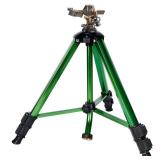Biswing Impact Sprinkler Head on Tripod Base, Heavy Duty Lawn Sprinklers, 360 Degree Large Area Irrigation, Brass Sprinkler Nozzle & Solid Alloy Metal Extension Legs Flip Locks, 1 Pack