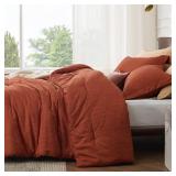 Bedsure Queen Comforter Set - Burnt Orange Soft Bedding for All Seasons, Cationic Dyed Bed Set, 3 Pieces, 1 Queen Size Comforter (90"x90") and 2 Pillow Shams (20"x26"+2")
