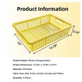 6 Pack Plastic Turn in Paper Trays for Classroom, Colorful Storage Bin Basket Organizers for School Supplies, Classroom Organization and Storage Tray Holds 4A Paper