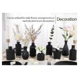 TBWIND 12pcs Glass Bud Vases Set, Small Vases for Flowers, Black Bud Vase for Centerpieces in Bulk, Mini Vintage Vase for Rustic Wedding Decorations, Office and Home Table Flower Decor-Green