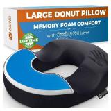 5 STARS UNITED Donut Pillow Hemorrhoid Tailbone Cushion  Large Chair Pad for Pain Relief  Coccyx, Prostate, Sciatica, Pelvic Floor, Pressure Sores, Pregnancy, Postpartum Recovery, Arctic Black - R