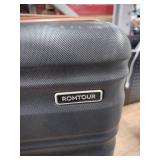 Romtour black small suitcase approximately 18x13 in and 360 spin -