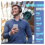 BERIBES Bluetooth Headphones Over Ear, 65H Playtime and 6 EQ Music Modes Wireless Headphones with Microphone, HiFi Stereo Foldable Lightweight Headset, Deep Bass for Home Office Cellphone PC Ect. - Re