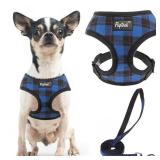 PUPTECK Soft Mesh Dog Harness and Leash Set Pet Puppy Cat Comfort Padded Vest No Pull Harnesses, Navy Blue, XS - Retail: $15