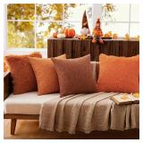MIULEE Burlap Linen Throw Pillow Covers 18x18 Inch Set of 2 Rust Farmhouse Fall Decorative Pillows Modern Pillowcases Soft Accent Cushion Covers for Outdoor Couch Sofa Bedroom Livingroom Home Decor - 