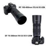JJC ET-74B Bayonet Reversible Lens Hood Shade for Canon RF 100-400mm f5.6-8 is USM and EF 70-300mm f4-5.6 is II USM Lenses, Replaces Canon ET-74B Lens Hood, Not Affect to Use 67mm Filter or Cap - Reta