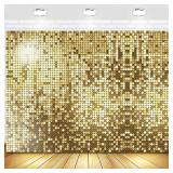 Withu Gold Flash Square Backdrop for Photography Shining Golden Sequins Shimmer Wall Decorations Banner Wedding Birthday Prom Anniversary Festival Party Background 7x5ft - Retail: $12