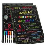 First and Last Day of School Board Sign with 5 Liquid Chalks, Fabmaker 11.8\x9.4\in Back to School Sign Boards, Erasable Density Board, Double-Sided 1st Day of Schools Kindergarten Preschool Supplies 