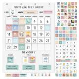 Trandraft Calendar Pocket Chart with 188 Cards - Monthly Calendar and Weather Pocket Chart Learning for Kids Classroom Bulletin Board Decor for Home School Kindergarten (White, Bright Style) - Retail: