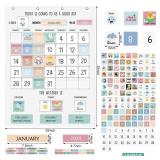 Trandraft Calendar Pocket Chart with 188 Cards - Monthly Calendar and Weather Pocket Chart Learning for Kids Classroom Bulletin Board Decor for Home School Kindergarten (White, Bright Style) - Retail: