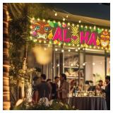 OuMuaMua Hawaiian Luau Party Decorations, Aloha Party Decorations, Tiki Decorations Aloha sign with Lights for Summer Aloha Moana Hawaii Luau Party Decoration, Tropical Birthday Tiki Party Supplies - 