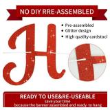 BEISHIDA Red Happy Birthday Banner - NO DIY,10Feet,Pre-Strung-Glitter Backdrop Happy Birthday Sign,Decorations for Women,Bday Party Decorations - Retail: $6