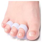 Welnove Hammer Toe Crests Straightener 4 Pcs Gel Toe Support Pads Cushion Relief for Overlapping-Curled-Hammer-Claw Toes, 3 Loop Design, White - Retail: $10
