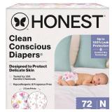 The Honest Company Clean Conscious Diapers for Delicate Skin, Up to 100percent Leakproof Hypoallergenic Fragrance-Free Baby Diapers, Girl Prints, Club Box, Size Newborn, 72 Count (Prints May Vary) - R