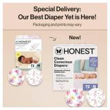 The Honest Company Clean Conscious Diapers for Delicate Skin, Up to 100percent Leakproof Hypoallergenic Fragrance-Free Baby Diapers, Girl Prints, Club Box, Size Newborn, 72 Count (Prints May Vary) - R