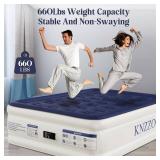 KNZZO Air Mattress Full with Built-in Pump, Blow Up Mattress with Soft Flocked Top, Leakproof Inflatable Mattress, Foldable Waterproof Air Bed for Home, Guests, Camping, with Storage Bag - Retail: $96