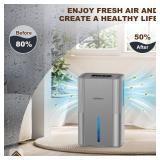 Aerbyon Dehumidifiers for Home 95 OZ Water Tank(1000 sq. ft) Dehumidifier for Bathroom with Auto Shut Off,7 Colors Light, Quiet Sleep Mode Dehumidifier for Bedroom, Basement, RV, Closet - Retail: $58