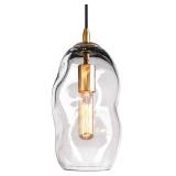 CASAMOTION Pendant Light Fixtures Glass Pendant Lights Kitchen Island Modern Gold Brass Kit Clear Organic Globe Bar Counter Dining Room Large Lamp Shade 12 Inch Height 1 Pack