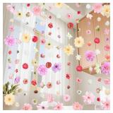 K KUMEED 12 PCS Artificial Flowers Hanging Decorations,11.5FT Spring Flower Garland with Hooks Hanging Flowers for Decoration for Wedding Party Background Birthday Baby Shower Home - Retail: $41