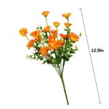 alyptus 8 Bundles Artificial Flowers for Outdoors Faux Mums UV Resistant Plastic Fall Plants Fake Greenery Orange Daisy Bulk for Home Gardenr Window Box Pathway Plante Wedding Decor (Orange) - Retail:
