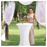 HolidayIdeas Cocktail Table Covers, 2 Pack - Fitted Stretch Spandex High Top Cocktail Tablecloths with Elastic Corners (White, Fit for 30\-32\in Diameter x 43\in Height Tables) - Retail: $22in
